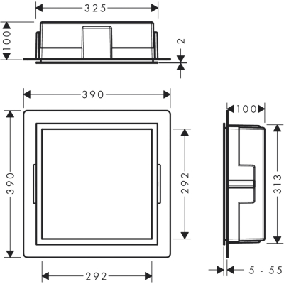 XtraStoris Individual 56097340 Настенная ниша 30*30*10 см с рамой, шлифованный чёрный хром
