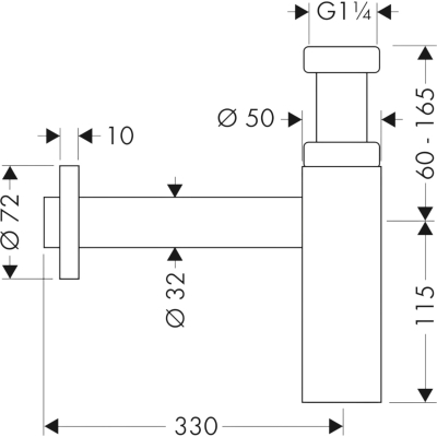 Flowstar S 52105000 Сифон для раковины 330 мм, хром