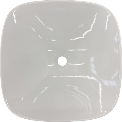 Moon 5503SENR Раковина накладная 42*42 см, глянцевая белая с декором (чёрный горошек)