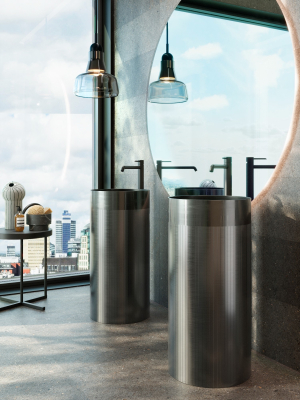 Rome 100360885 Раковина напольная стальная ø 40,6 см, шлифованный титан