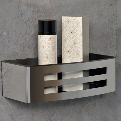 Acc. Bagno R90CESTE0A-H Корзинка прямоугольная 220*110*70 мм с чёрным контейнером, хром