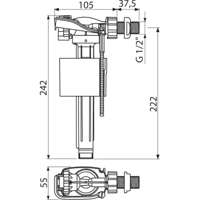 A150-1/2" Наливной механизм с боковой подводкой (для керамических бачков) 1/2"