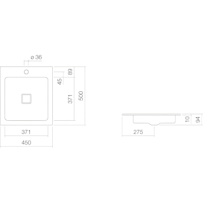 A System EB.Q450H Раковина встраиваемая сверху 45*50 см, глянцевая белая