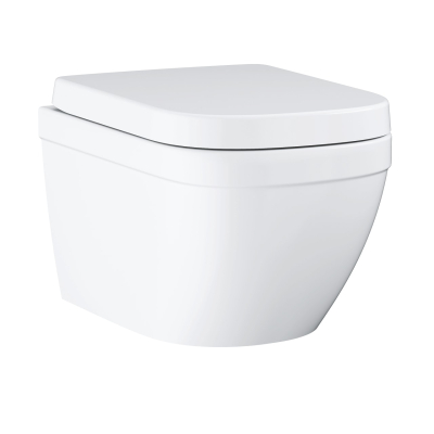 Euro Ceramic 39554000/38772001 Комплект 4 в 1: Инсталляция с кнопкой смыва, унитаз подвесной безободковый с сиденьем, хром