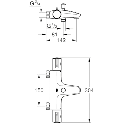 Grohtherm 800 1022062430 Термостат для ванны, матовый чёрный