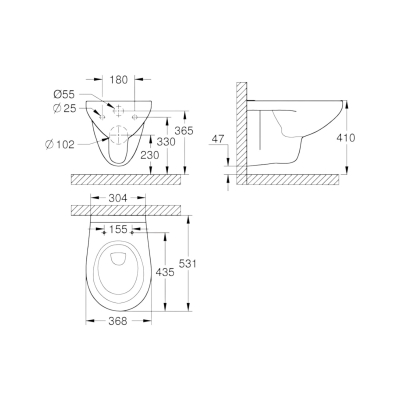 Bau Ceramic 39427000 Унитаз подвесной безободковый, глянцевый белый