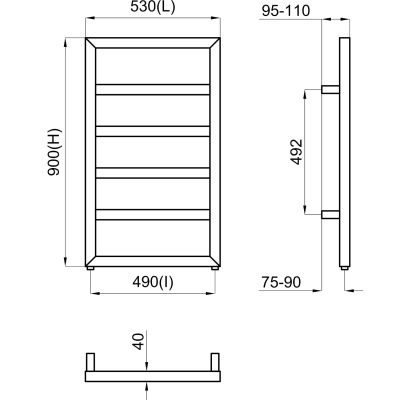 Square 100272080 Полотенцесушитель электрический 900*530 мм, хром