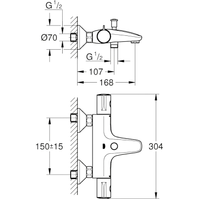 Grohtherm 800 34567000 Термостат для ванны, хром