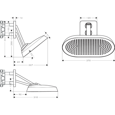 Axor ShowerSphere 39746140 Верхний душ со стены 370*220 мм, шлифованная бронза