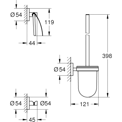 Essentials 40407DC1 Набор 3 в 1: Крючок, держатель туалетной бумаги, ёршик, суперсталь