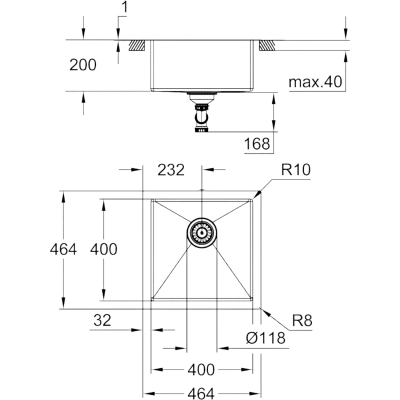 K700 31578SD1 Мойка встраиваемая сверху 46,4*46,4 см, нержавеющая сталь