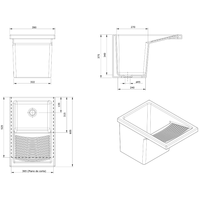 Riba 108600004 Мойка постирочная встраиваемая сверху 39*60,5 см, глянцевая белая