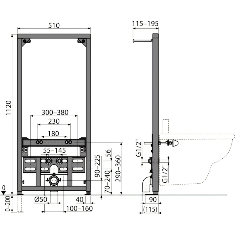 A105/1120 Инсталляция для биде