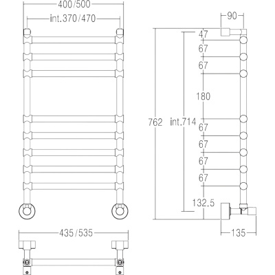 464 Sole Полотенцесушитель с аркой водяной 8М 470 мм, золото