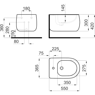 Lounge Fluid 100374682 Биде подвесное, глянцевое белое