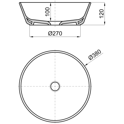 Acro Compact 100376690 Раковина накладная ø 38 см, глянцевая белая