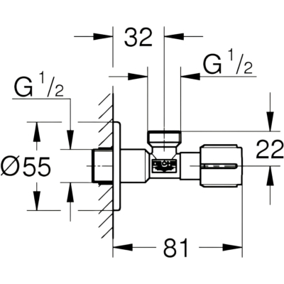 Basic 1023422430 Вентиль угловой 1/2″ Х 1/2″, матовый чёрный