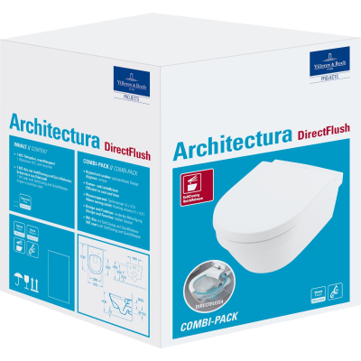 Architectura 4694R001P Унитаз подвесной безободковый с сиденьем, глянцевый белый