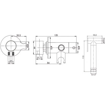 Acc. Bagno 30AA8595 Гигиенический душ со смесителем, нержавеющая сталь