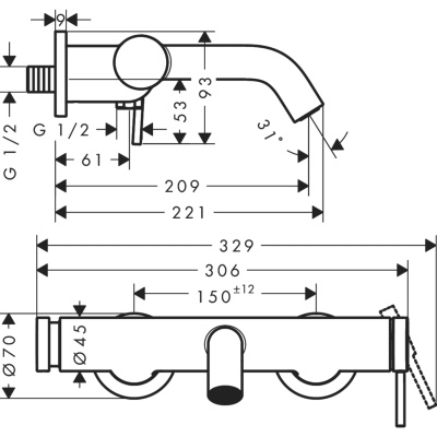 Tecturis S 73422340 Смеситель для ванны, шлифованный чёрный хром