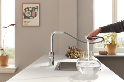 Grohe Blue Pure Minta 30591000 Кухонный смеситель 331 мм 1jet с вытяжным душем, с фильтром для питьевой воды, стартовый комплект, хром