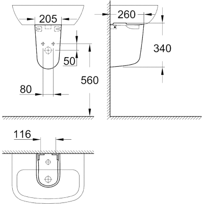 Bau Ceramic 39426000 Полупьедестал, глянцевый белый