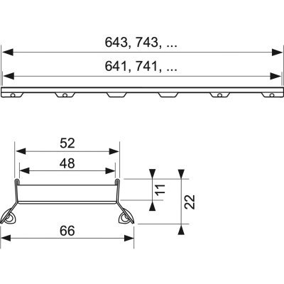 TECEdrainline 601272 Основа для плитки 120 см, нержавеющая сталь, глянцевая