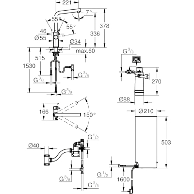 Grohe Red Duo 30325001 Кухонный смеситель 336 мм с функцией кипячения воды, бойлер размера L, хром