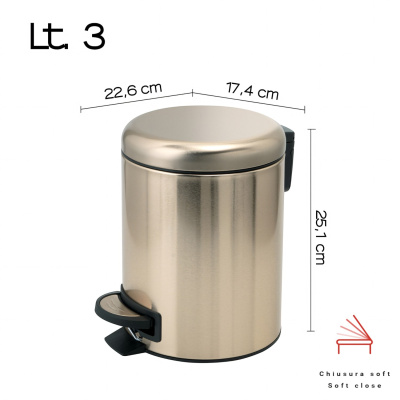 Potty 3209-87 Ведро для мусора 3л, золото PVD