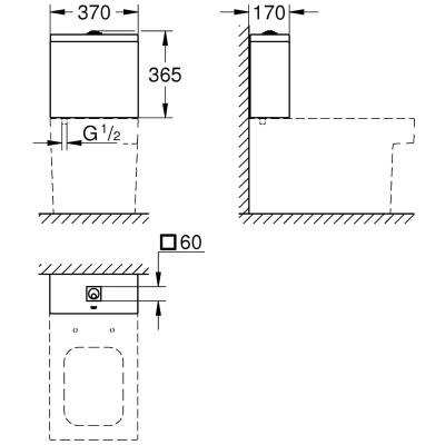 Cube Ceramic 39490000 Бачок для унитаза, глянцевый белый