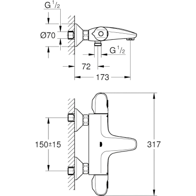 Grohtherm 1000 348162433 Термостат для ванны, матовый чёрный