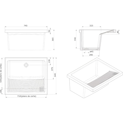 Riba 108630 Мойка постирочная встраиваемая сверху 74,5*64 см, глянцевая белая