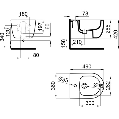 Acro Compact 100251873 Биде подвесное, глянцевое белое