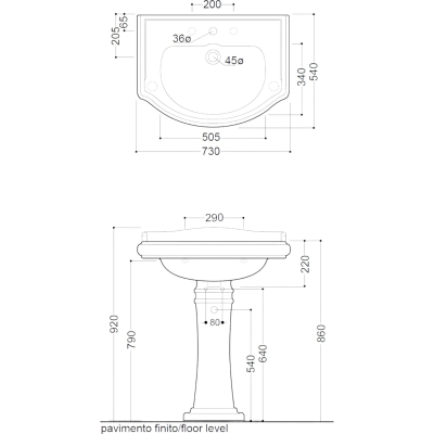 Retro 104701 Раковина подвесная 73*54 см, глянцевая белая