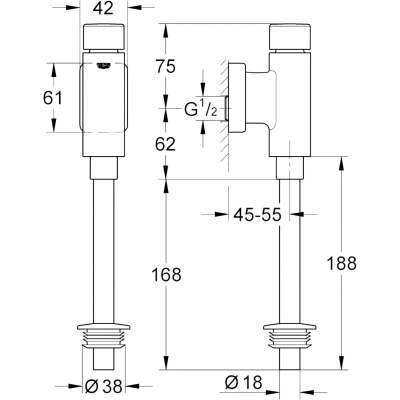 Rondo 37339000 Смывное устройство для писсуара, хром