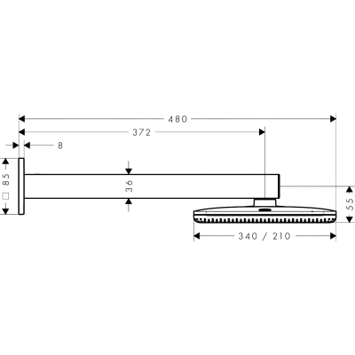 Raindance Alive Q 24550000 Верхний душ со стены 340*210 мм 2jet, хром